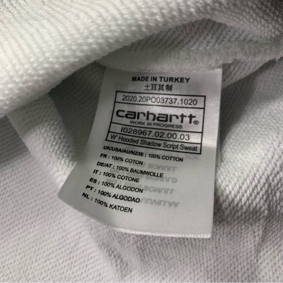Carhartt WIP Hoodie Womens Size Small Hooded Shadow Script Sweatshirt Deadstock - Picture 3 of 5